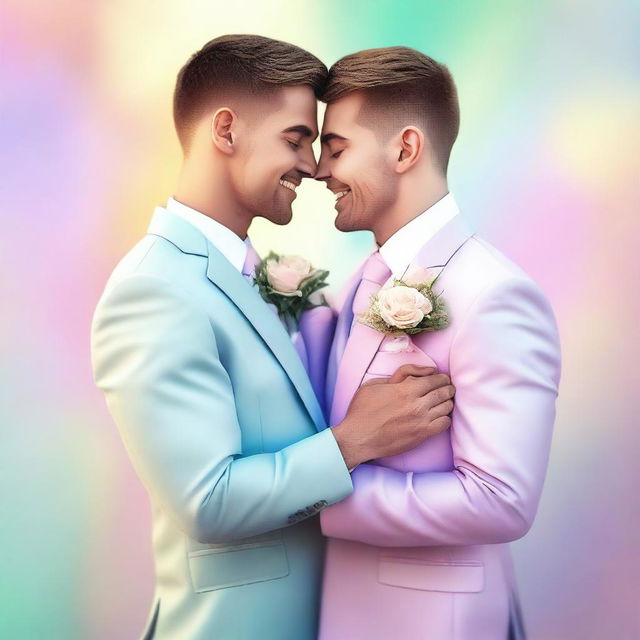 A beautiful digital art image showcasing a gay couple on their wedding day