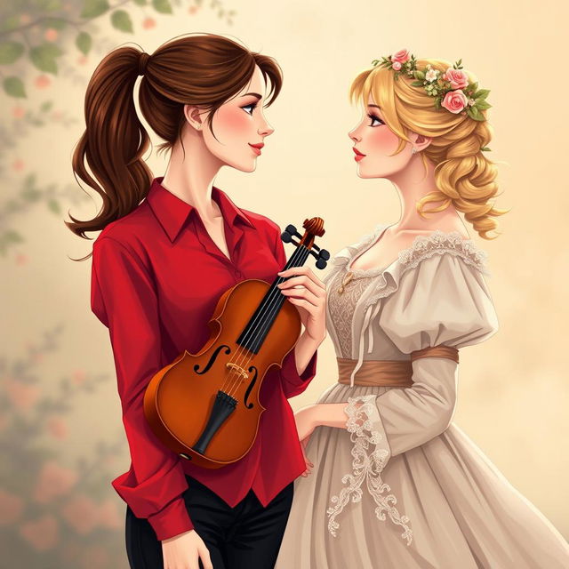 An illustration featuring two women in their 20s staring at each other with fascination