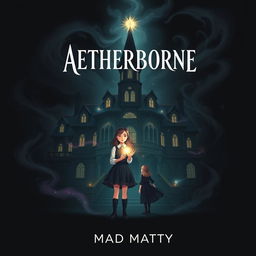 A book cover titled 'AETHERBORNE' prominently placed at the top with a tagline 'MAD MATTY' at the bottom