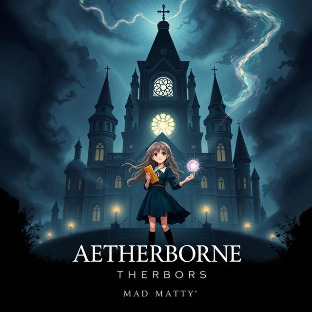 A book cover titled 'AETHERBORNE' prominently placed at the top with a tagline 'MAD MATTY' at the bottom