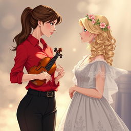 An illustration featuring two captivating women in their 20s staring intently at each other, conveying a sense of mesmerization