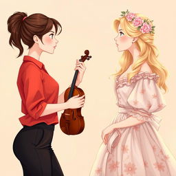 An illustration of two young women in their 20s gazing intensely at each other, conveying a sense of mesmerization