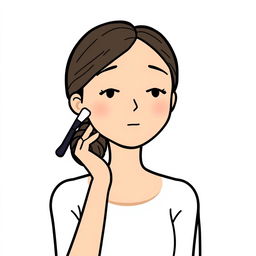 A stylized illustration of a person preparing for a presentation, featuring a head with hair tied back low but without any facial features such as eyes, nose, mouth, or eyebrows