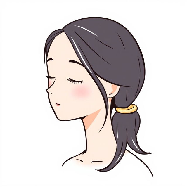 A stylized illustration of a person preparing for a presentation, featuring a head with hair tied back low but without any facial features such as eyes, nose, mouth, or eyebrows