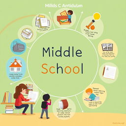 A comprehensive educational curriculum design for middle school students, taking into account the curriculum of elementary and high school levels, ensuring that learning objectives align and complement each other seamlessly throughout the educational stages