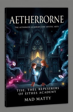 A book cover design featuring the title 'AETHERBORNE' prominently at the top in an elegant, bold font