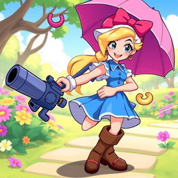 A dynamic and colorful illustration of Piper from Brawl Stars, showcasing her signature style