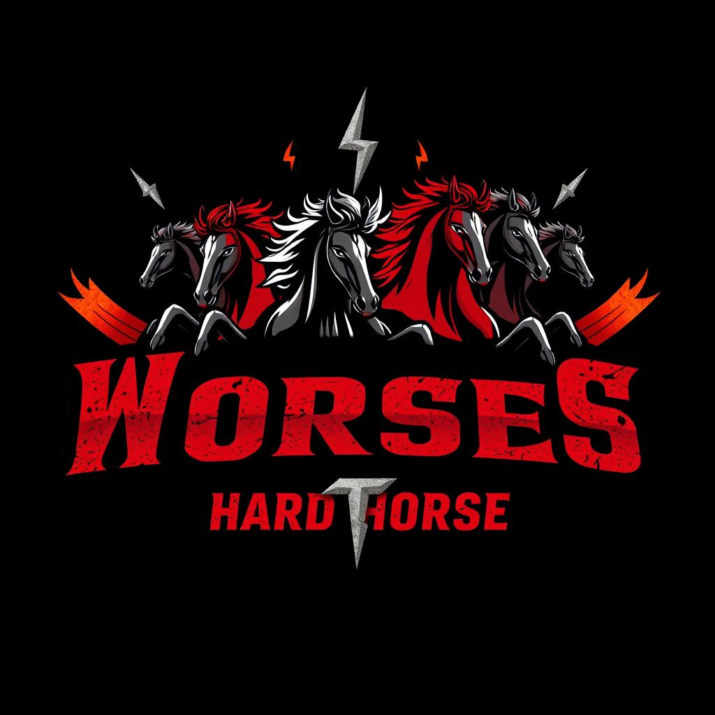 A logo design for a hard rock band named 'Wild Horses'