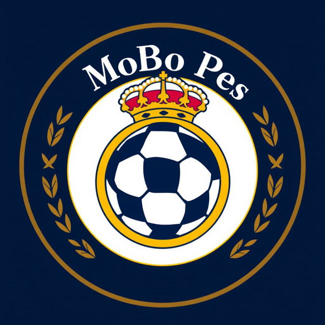 A logo design for a YouTube channel named 'MoBo Pes', inspired by the iconic Real Madrid logo