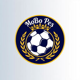 A logo design for a YouTube channel named 'MoBo Pes', inspired by the iconic Real Madrid logo