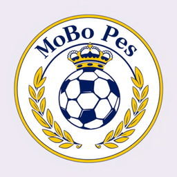 A logo design for a YouTube channel named 'MoBo Pes', inspired by the iconic Real Madrid logo