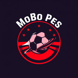 A logo design for a YouTube channel named 'MoBo Pes', featuring a striking red color scheme reminiscent of classic football team logos