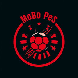 A logo design for a YouTube channel named 'MoBo Pes', featuring a striking red color scheme reminiscent of classic football team logos