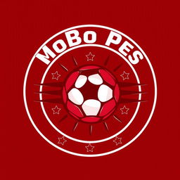 A logo design for a YouTube channel named 'MoBo Pes', featuring a striking red color scheme reminiscent of classic football team logos