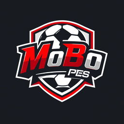 A dynamic and sporty logo design for a YouTube channel named 'MoBo Pes', inspired by football team logos