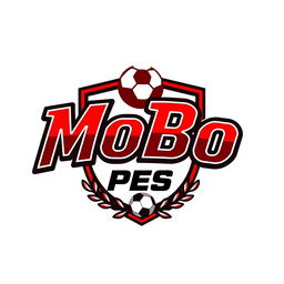 A detailed and sporty logo design for the YouTube channel 'MoBo Pes', inspired by football team logos