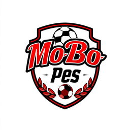 A detailed and sporty logo design for the YouTube channel 'MoBo Pes', inspired by football team logos