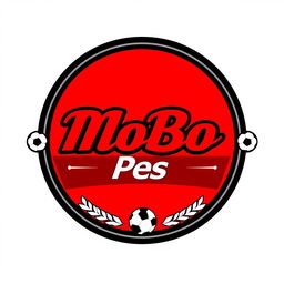 A detailed and bold circular logo design for the YouTube channel 'MoBo Pes', inspired by football team logos