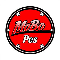 A detailed and bold circular logo design for the YouTube channel 'MoBo Pes', inspired by football team logos
