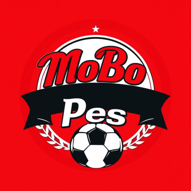 A detailed circular logo design for the YouTube channel 'MoBo Pes', inspired by professional football team logos