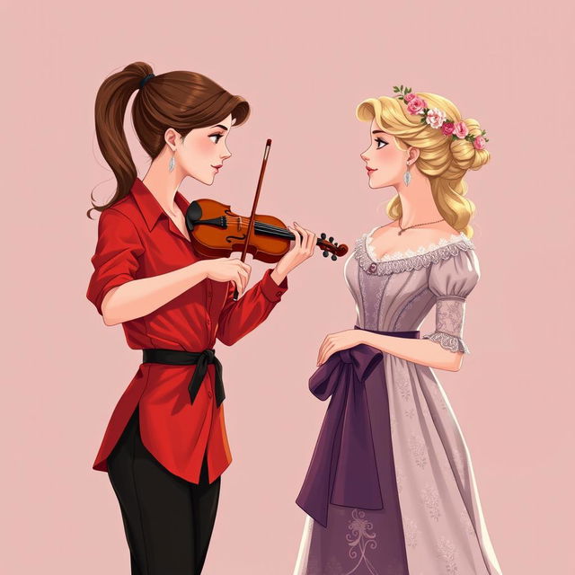 An illustration featuring two women in their 20s intensely staring at each other, captivated by one another