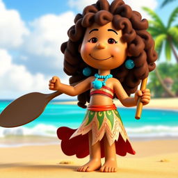 A 3D rendered cartoon character from Peanuts transformed into Moana
