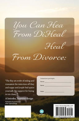 An interactive guidebook cover design titled 'You Can Heal From Divorce: An Interactive Brief Recovery Guide'