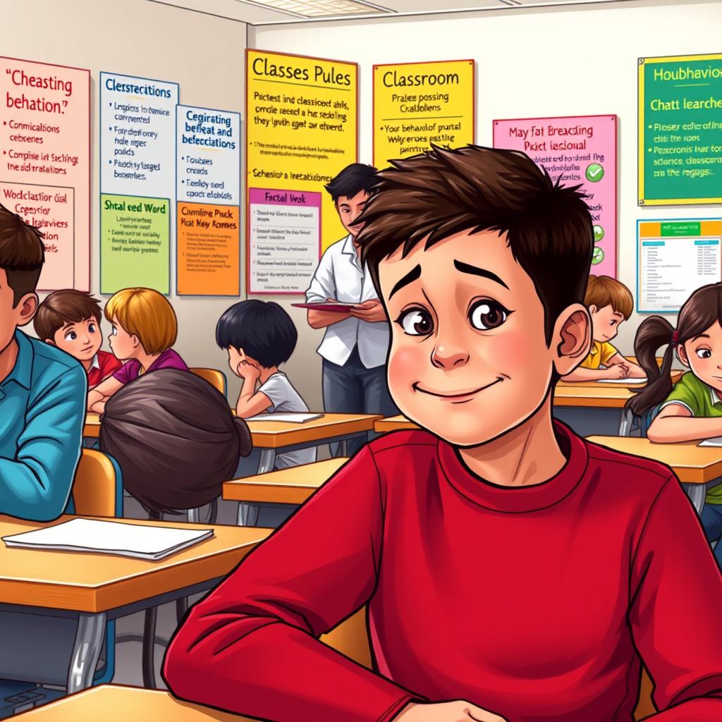 An educational scene depicting a diverse classroom environment that showcases various students engaging in different activities