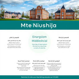 A visually appealing poster designed for middle school mathematics education, featuring 8 realistic images of Finnish schools