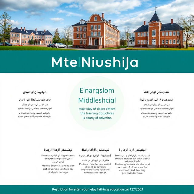 A visually appealing poster designed for middle school mathematics education, featuring 8 realistic images of Finnish schools