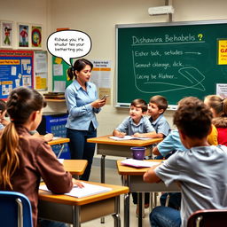 An engaging visual representation highlighting various behavioral problems in a classroom setting