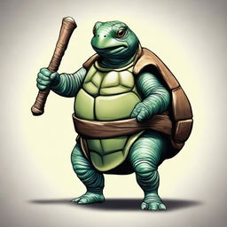 A digital art image of a wise, 400-year-old Tortle from the Dungeons and Dragons universe