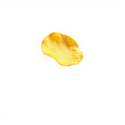 A single, realistic potato chip airborne, beautifully captured in mid-flight