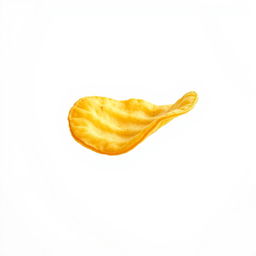 A single, realistic potato chip airborne, beautifully captured in mid-flight