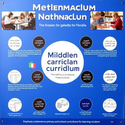 A visually appealing educational poster showcasing the mathematics curriculum for middle school students