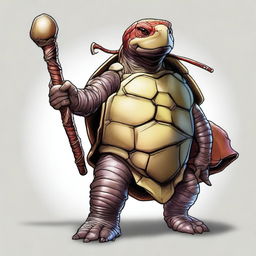 A high-quality digital art image depicts a wise, 400-year-old Tortle from the Dungeons and Dragons universe