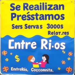 A colorful and eye-catching sign advertising loans, featuring the text 'Se Realizan Préstamos' prominently at the top in bold letters
