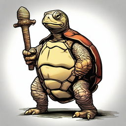 A high-quality digital art image depicts a wise, 400-year-old Tortle from the Dungeons and Dragons universe