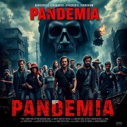 An intense and gripping movie poster for a film titled 'Pandemia'