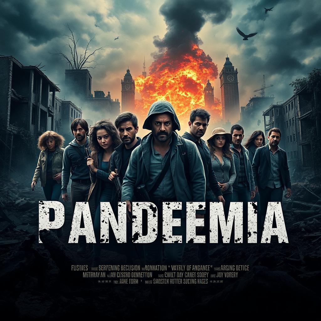 An intense and gripping movie poster for a film titled 'Pandemia'