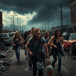 A gripping and intense scene from a post-apocalyptic world ravaged by a mysterious and deadly epidemic