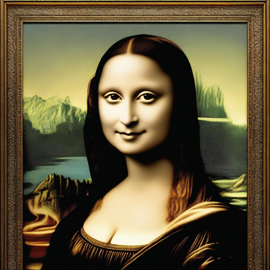 A high-quality digital art image depicting a modern interpretation of Mona Lisa