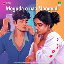 A vibrant and emotional YouTube thumbnail for a song titled 'Moguda o naa Moguda'