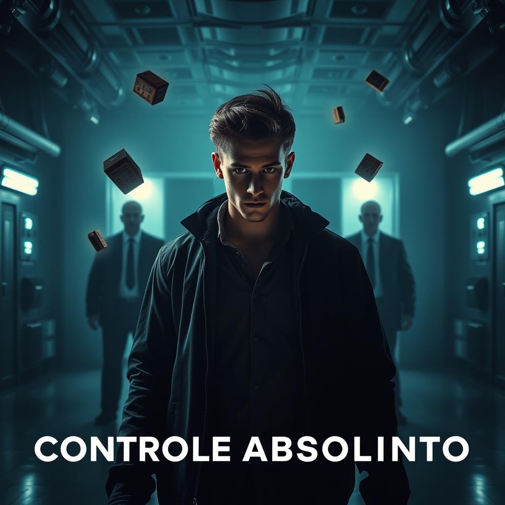 A powerful scene from the psychological thriller 'Controle Absoluto', showcasing Steven, a young man in a high-stakes moment as he realizes his telekinetic abilities