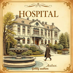 A vintage-style book cover showcasing a beautifully detailed illustration of an old-fashioned hospital