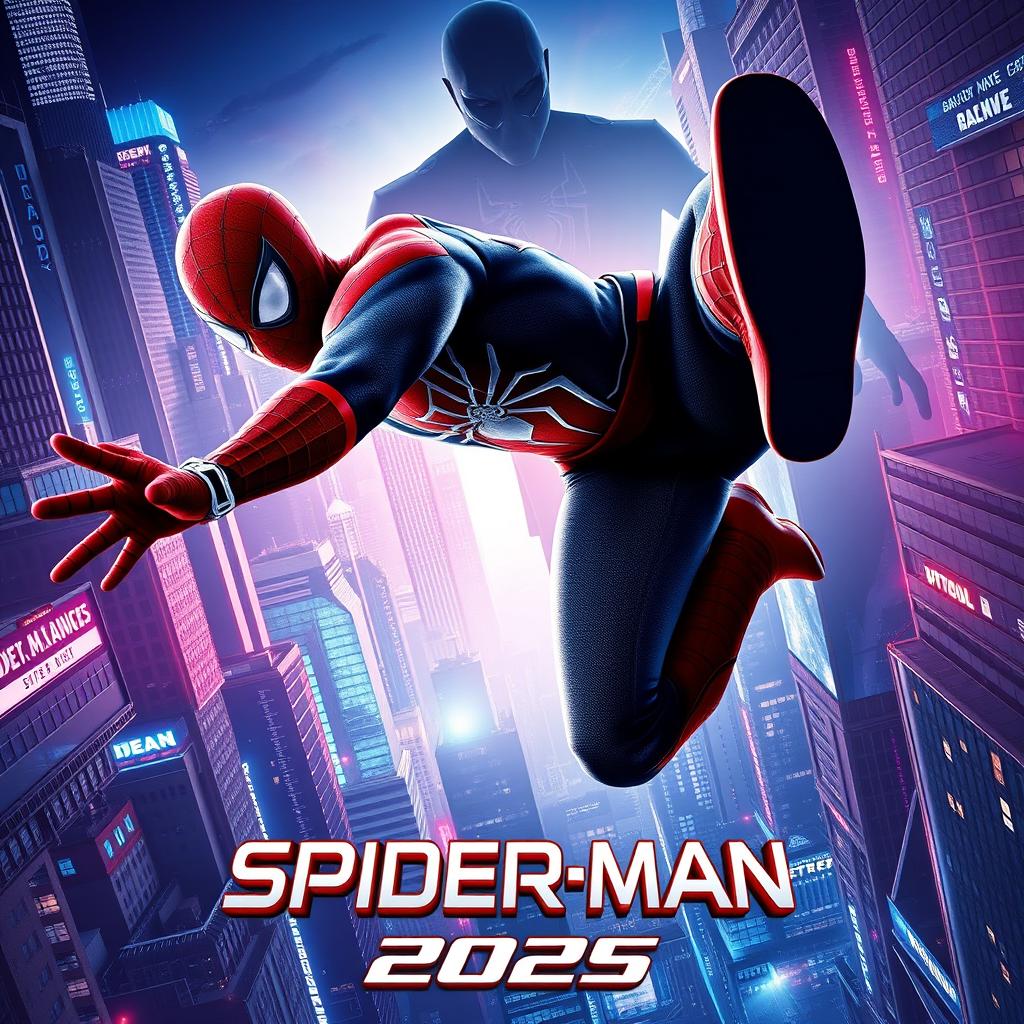 An exciting movie poster for 'Spider-Man 2025', featuring a dynamic and sleek design