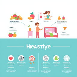An informative and visually engaging infographic illustrating healthy lifestyle habits