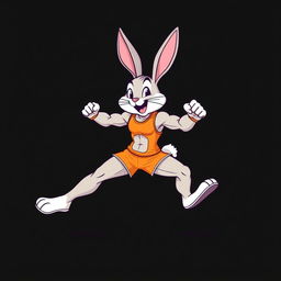 A cartoon-style illustration of a fit rabbit, showcasing its toned muscles and athletic physique