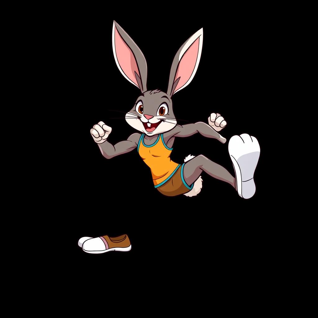 A cartoon-style illustration of a fit rabbit, showcasing its toned muscles and athletic physique