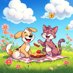 A vibrant and colorful cartoon-style animated image depicting true friendship